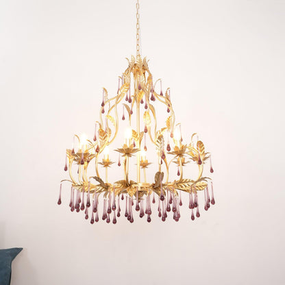 Lavender Crystal Glass Chandelier