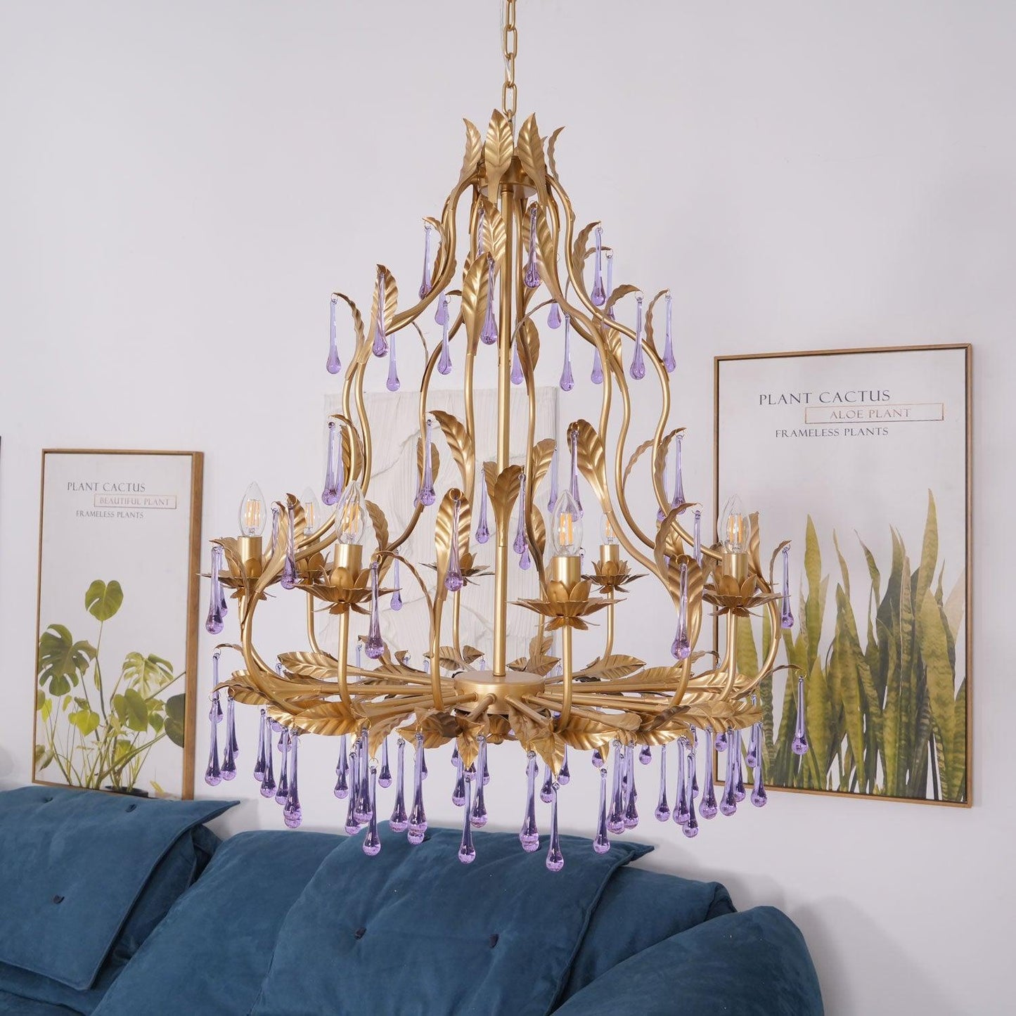Lavender Crystal Glass Chandelier