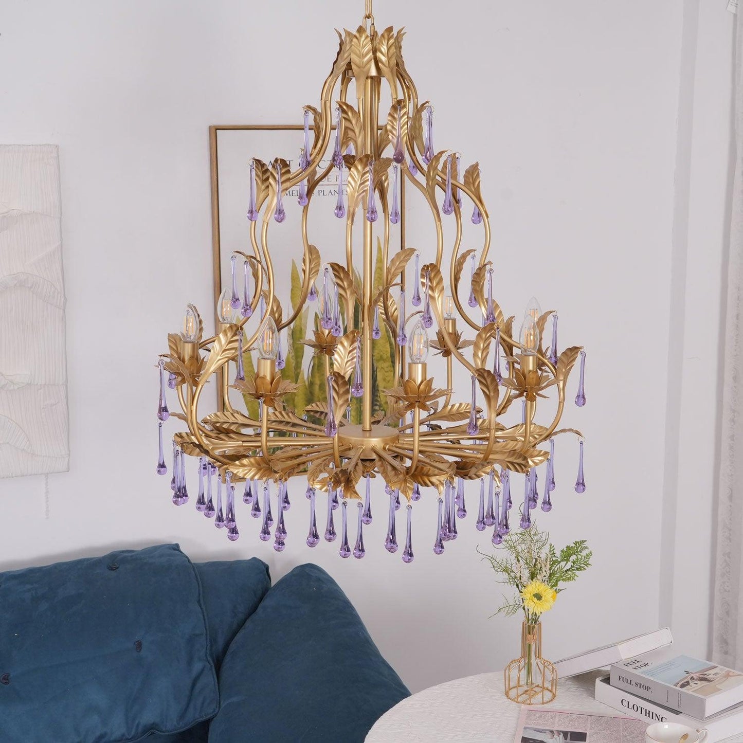 Lavender Crystal Glass Chandelier