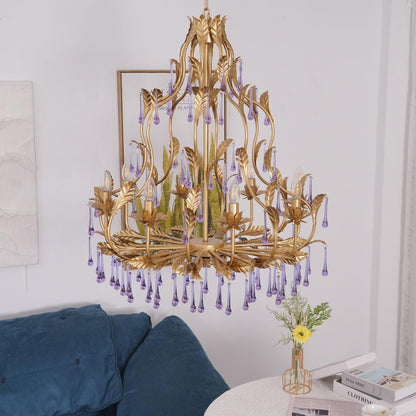 Lavender Crystal Glass Chandelier