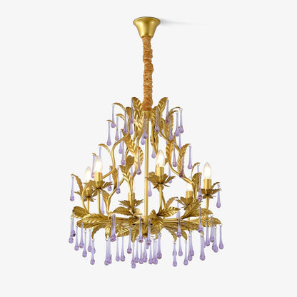 Lavender Crystal Glass Chandelier