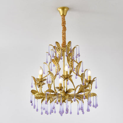 Lavender Crystal Glass Chandelier