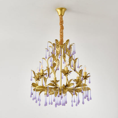 Lavender Crystal Glass Chandelier