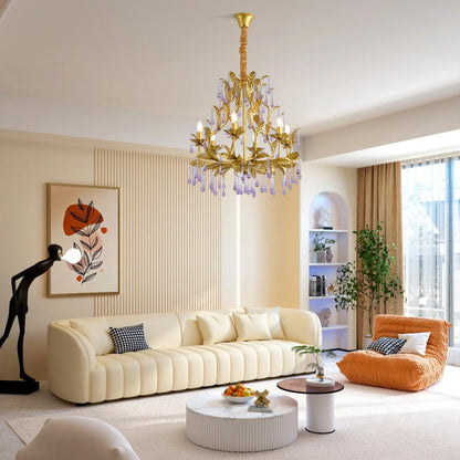 Lavender Crystal Glass Chandelier