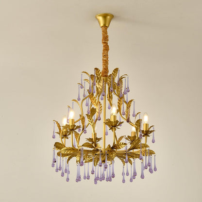 Lavender Crystal Glass Chandelier