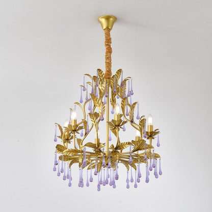 Lavender Crystal Glass Chandelier