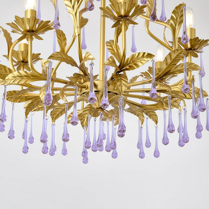 Lavender Crystal Glass Chandelier