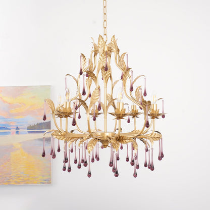 Lavender Crystal Glass Chandelier