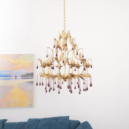 Lavender Crystal Glass Chandelier