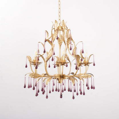Lavender Crystal Glass Chandelier