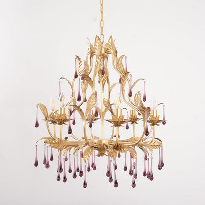 Lavender Crystal Glass Chandelier