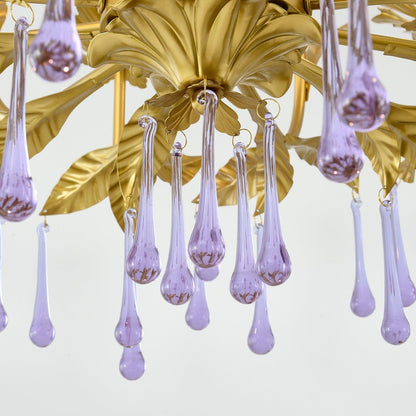 Lavender Crystal Glass Chandelier