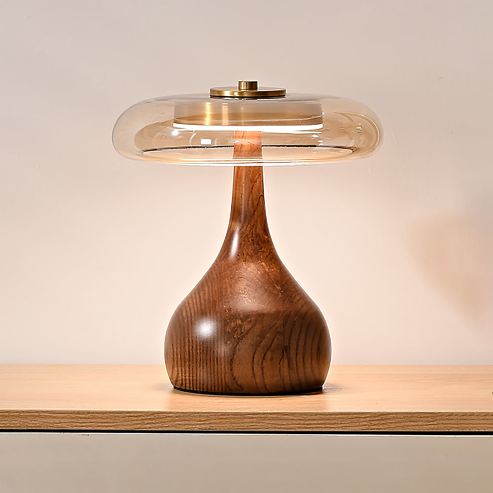 Wooden and Glass Table Lamp