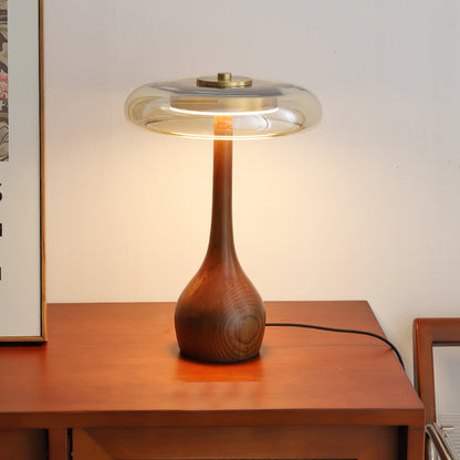 Wooden and Glass Table Lamp