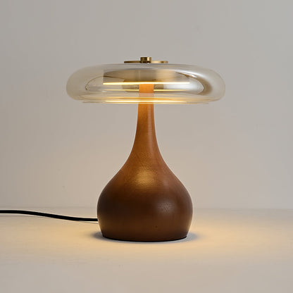 Wooden and Glass Table Lamp