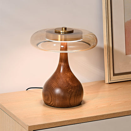 Wooden and Glass Table Lamp