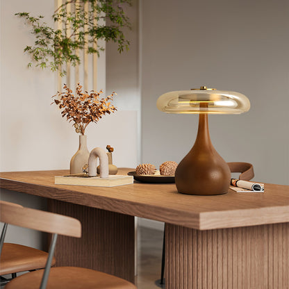 Wooden and Glass Table Lamp