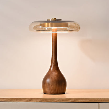 Wooden and Glass Table Lamp