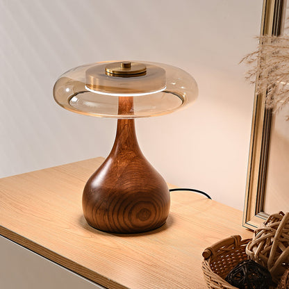 Wooden and Glass Table Lamp