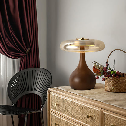 Wooden and Glass Table Lamp