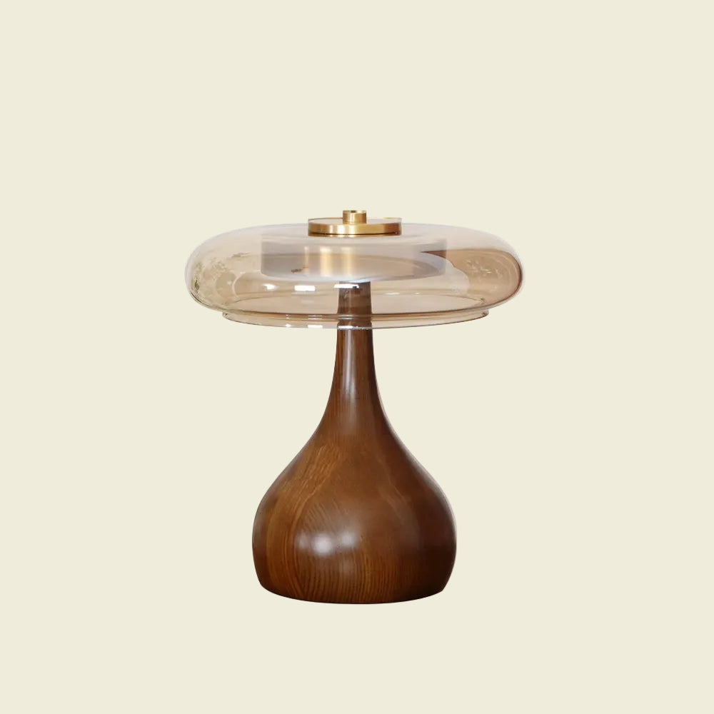 Wooden and Glass Table Lamp