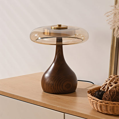 Wooden and Glass Table Lamp