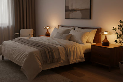 Wooden and Glass Table Lamp