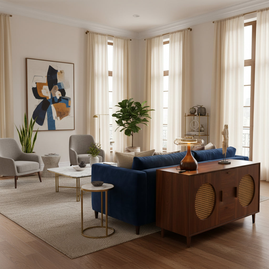 Wooden and Glass Table Lamp