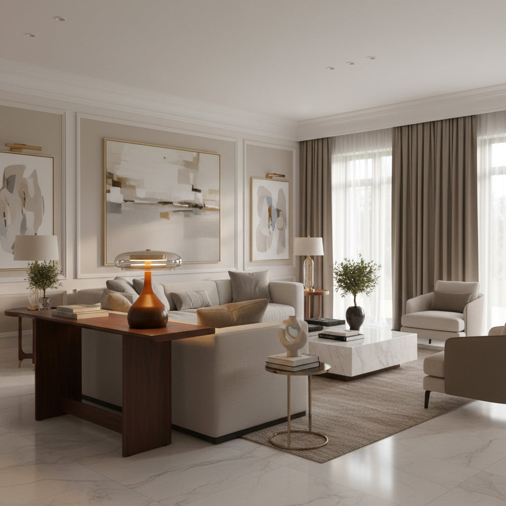 Wooden and Glass Table Lamp