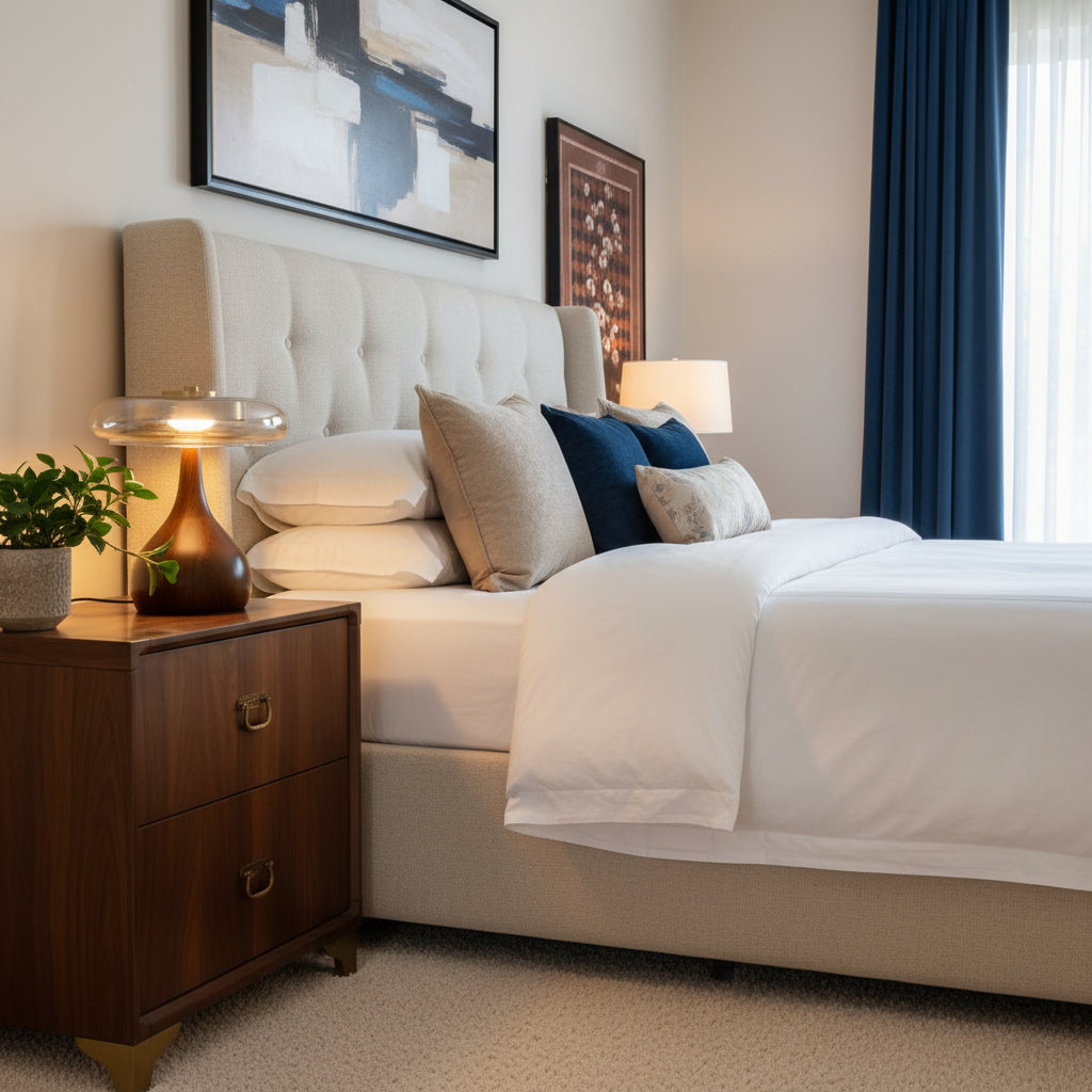 Wooden and Glass Table Lamp