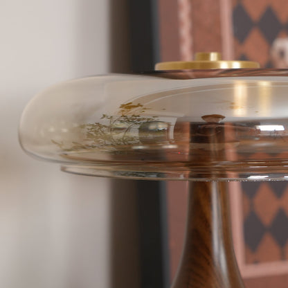 Wooden and Glass Table Lamp