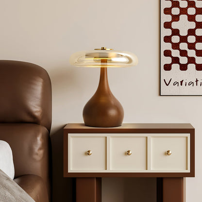 Wooden and Glass Table Lamp