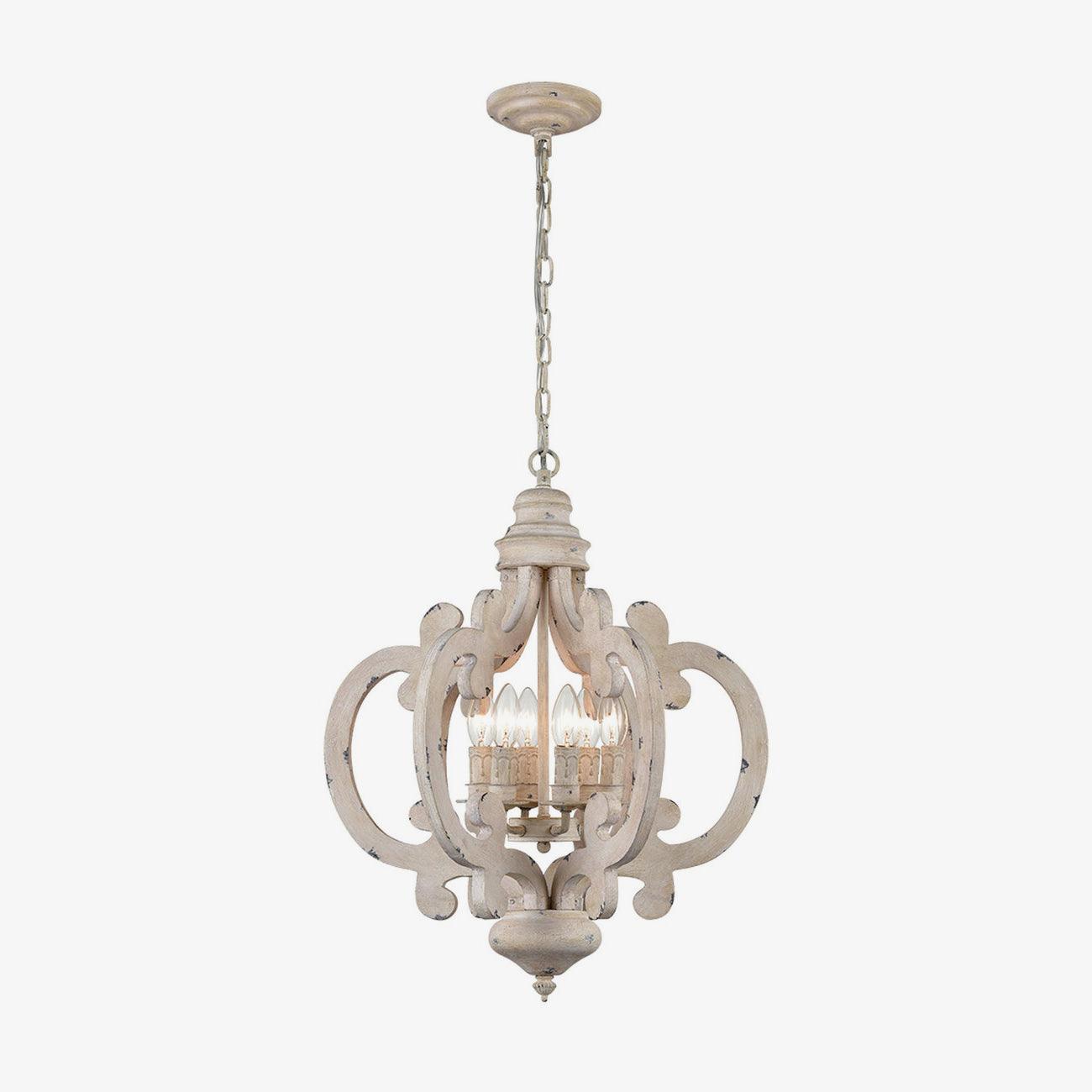 Lantern Antique White Chandelier