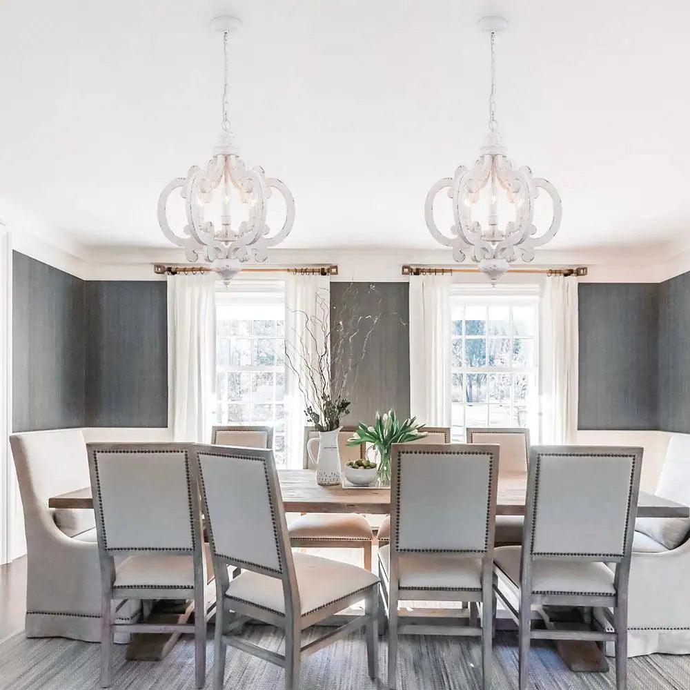 Lantern Antique White Chandelier