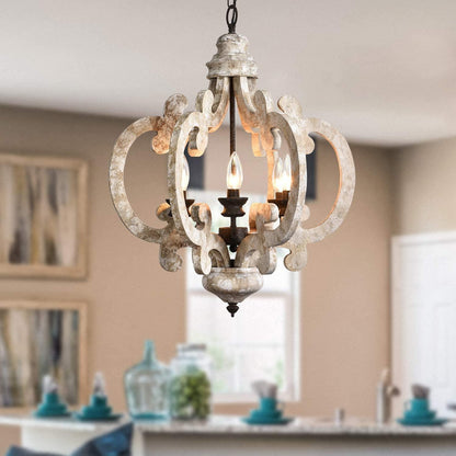 Lantern Antique White Chandelier