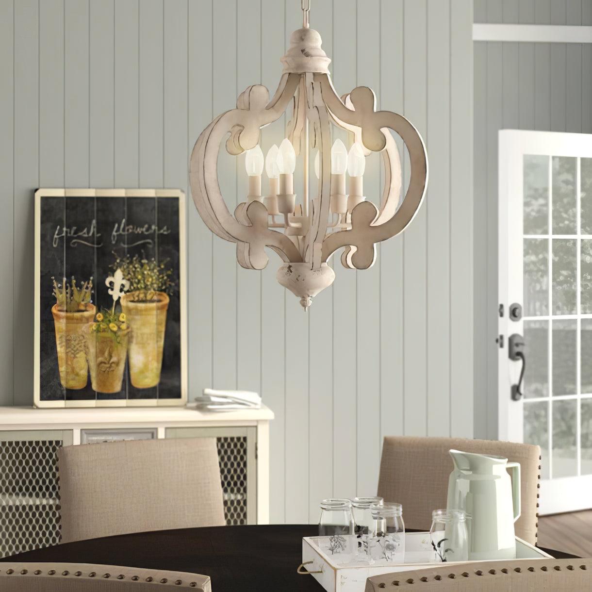 Lantern Antique White Chandelier