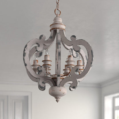 Lantern Antique White Chandelier