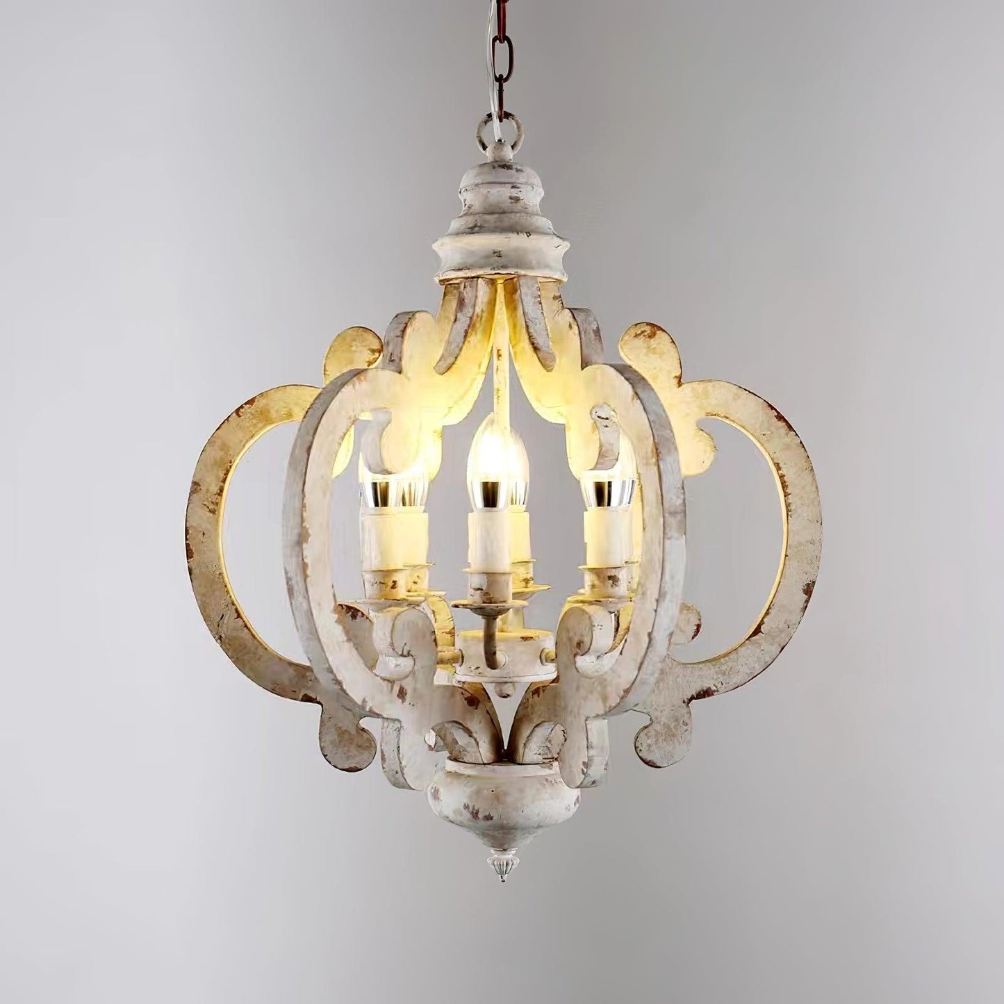 Lantern Antique White Chandelier