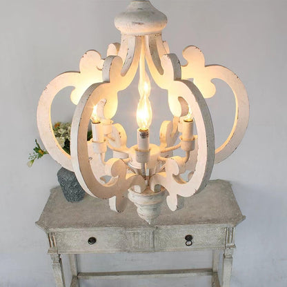 Lantern Antique White Chandelier