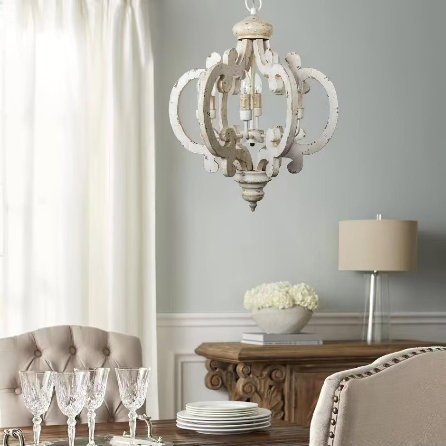 Lantern Antique White Chandelier