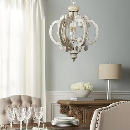 Lantern Antique White Chandelier