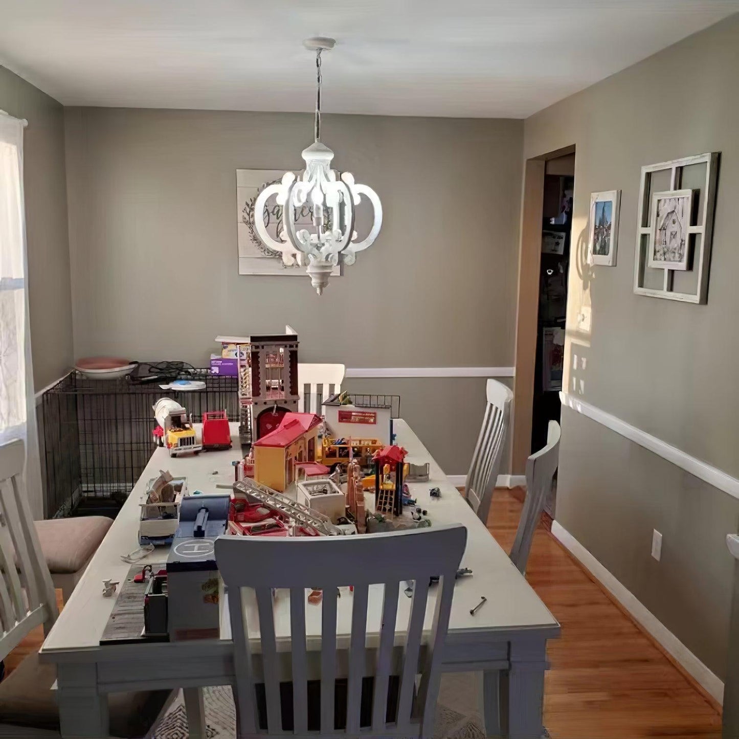 Lantern Antique White Chandelier