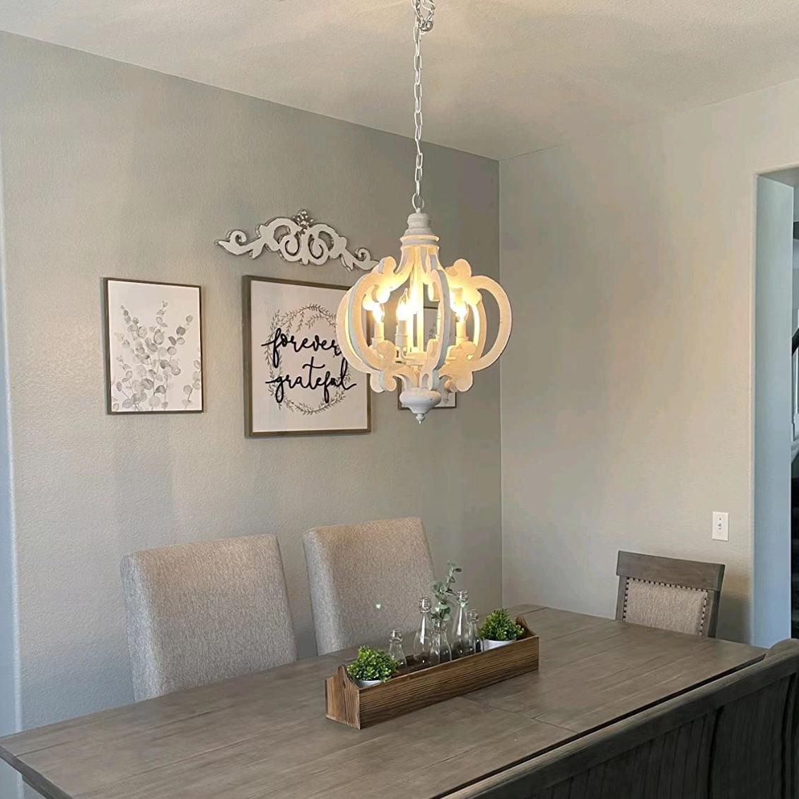 Lantern Antique White Chandelier