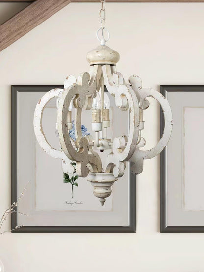 Lantern Antique White Chandelier