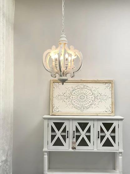 Lantern Antique White Chandelier