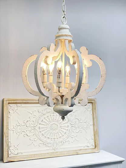 Lantern Antique White Chandelier