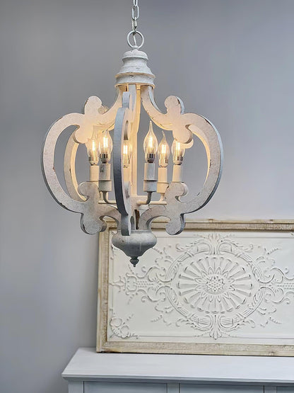 Lantern Antique White Chandelier