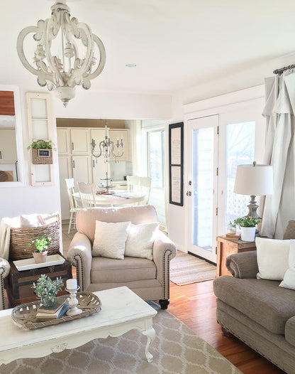 Lantern Antique White Chandelier