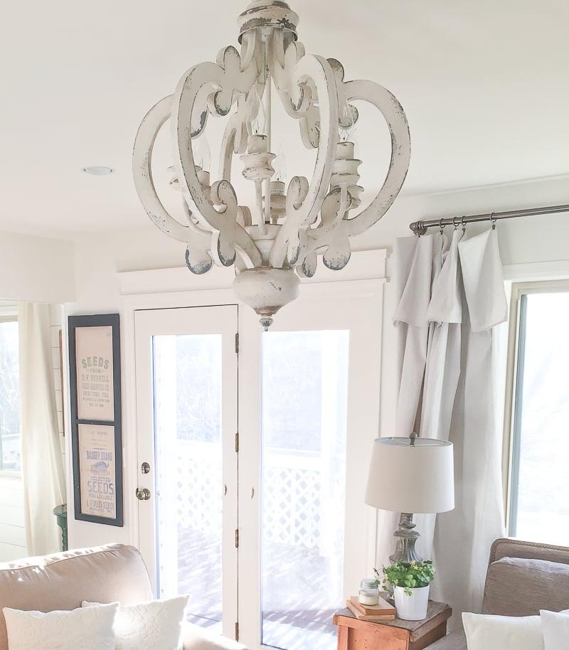 Lantern Antique White Chandelier