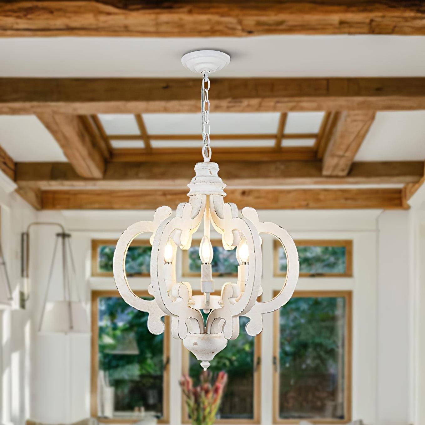Lantern Antique White Chandelier